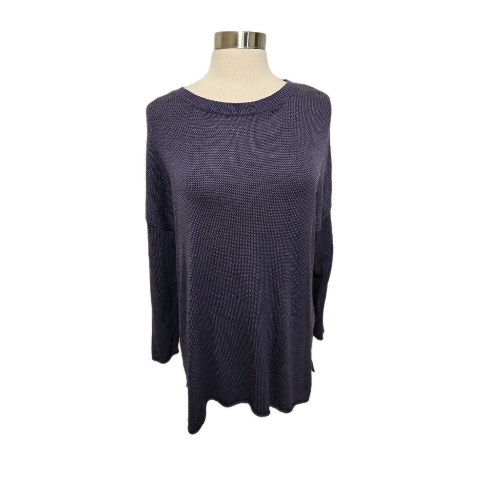Eileen Fisher Sweater Size Large Purple Round Neck Tencel Cotton‎ Silk